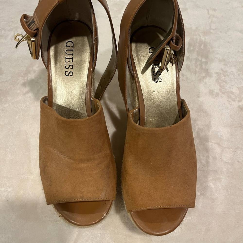 Guess Brown Open-Toe Wedges
